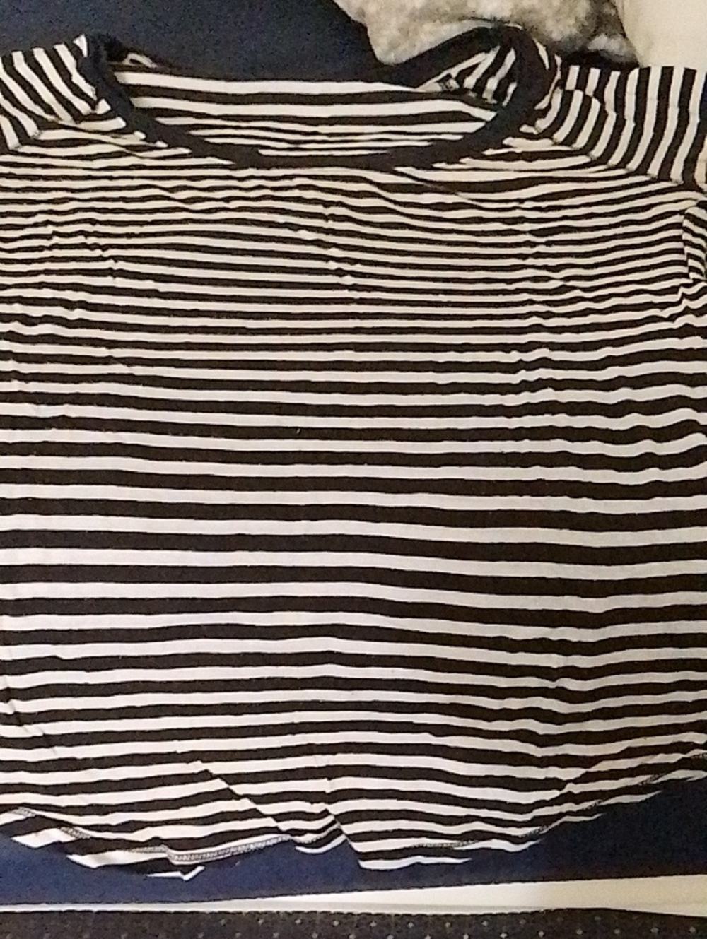 Express Black and White Striped Crewneck Top